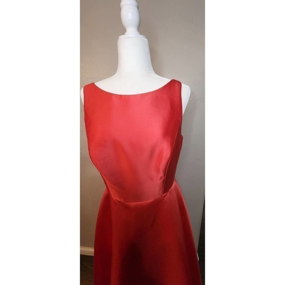 Alfred Sung Bateau Neck Satin High Low Dress Size 12R - Picture 1 of 8